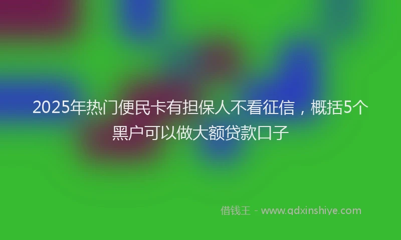 2025年热门便民卡有担保人不看征信，概括5个黑户可以做大额贷款口子