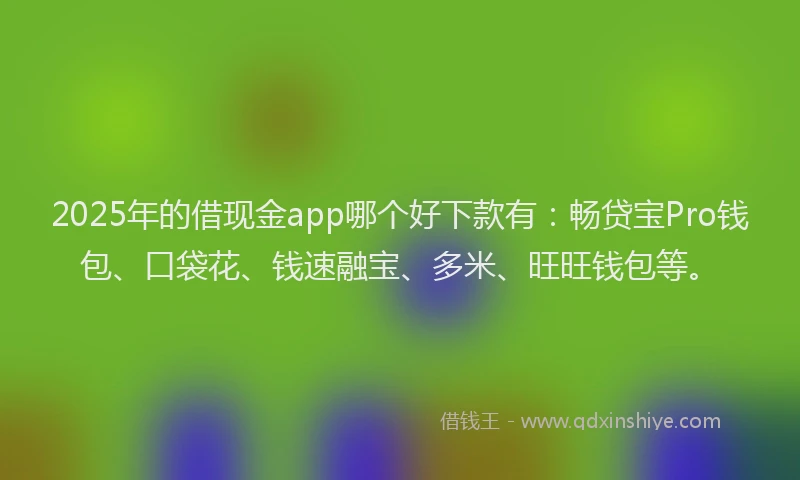 2025年的借现金app哪个好下款有：畅贷宝Pro钱包、口袋花、钱速融宝、多米、旺旺钱包等。