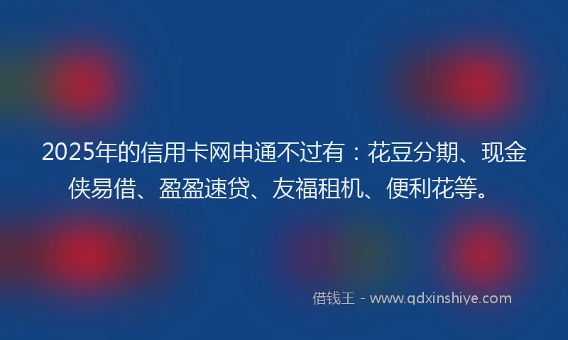 2025年的信用卡网申通不过有：花豆分期、现金侠易借、盈盈速贷、友福租机、便利花等。