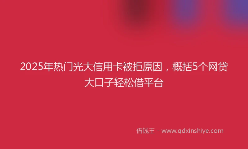 2025年热门光大信用卡被拒原因，概括5个网贷大口子轻松借平台