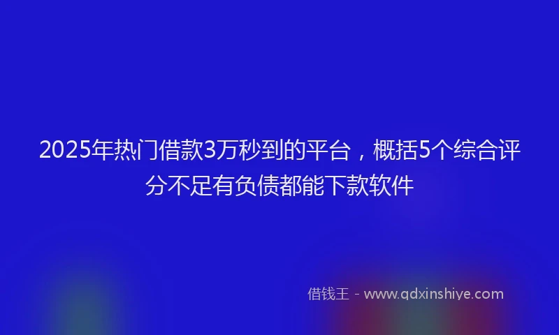 2025年热门借款3万秒到的平台，概括5个综合评分不足有负债都能下款软件