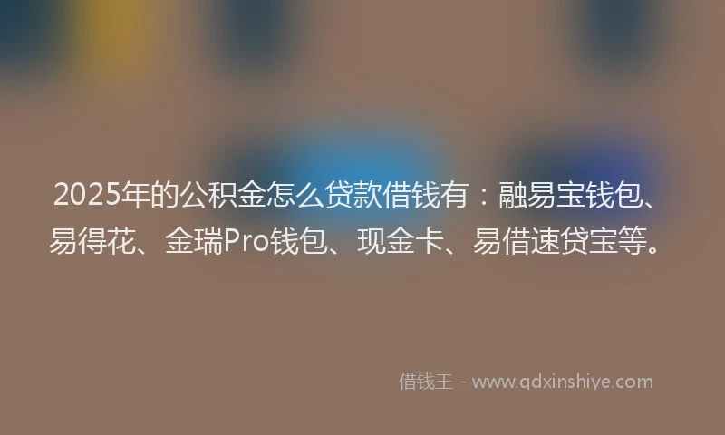 2025年的公积金怎么贷款借钱有：融易宝钱包、易得花、金瑞Pro钱包、现金卡、易借速贷宝等。