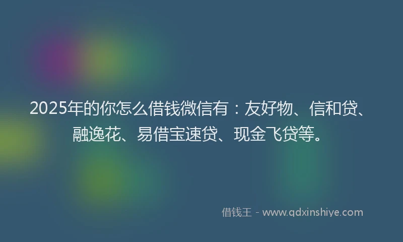 2025年的你怎么借钱微信有：友好物、信和贷、融逸花、易借宝速贷、现金飞贷等。