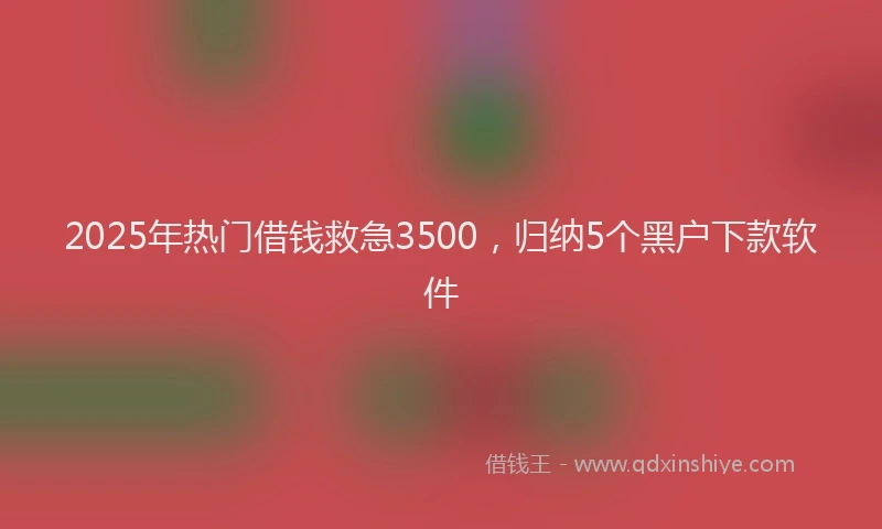 2025年热门借钱救急3500，归纳5个黑户下款软件