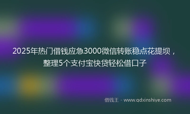2025年热门借钱应急3000微信转账稳点花提坝，整理5个支付宝快贷轻松借口子