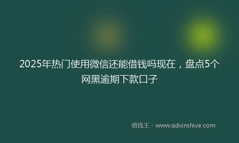 2025年热门使用微信还能借钱吗现在，盘点5个网黑逾期下款口子