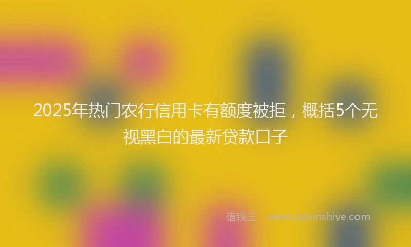 2025年热门农行信用卡有额度被拒，概括5个无视黑白的最新贷款口子