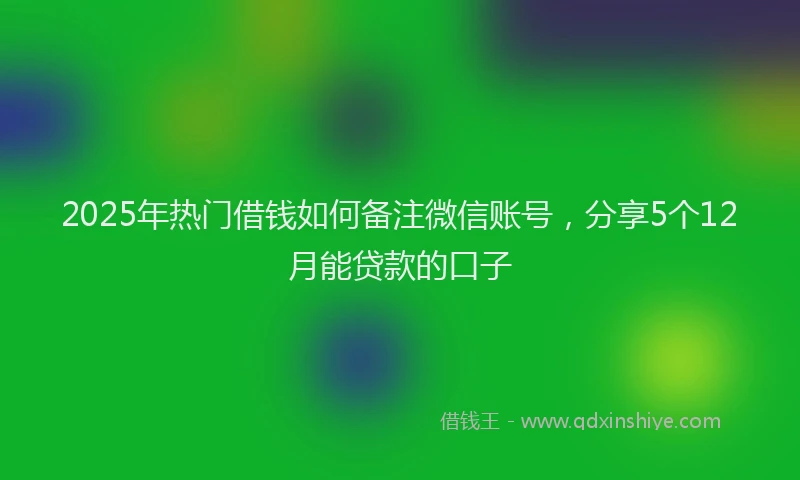 2025年热门借钱如何备注微信账号，分享5个12月能贷款的口子