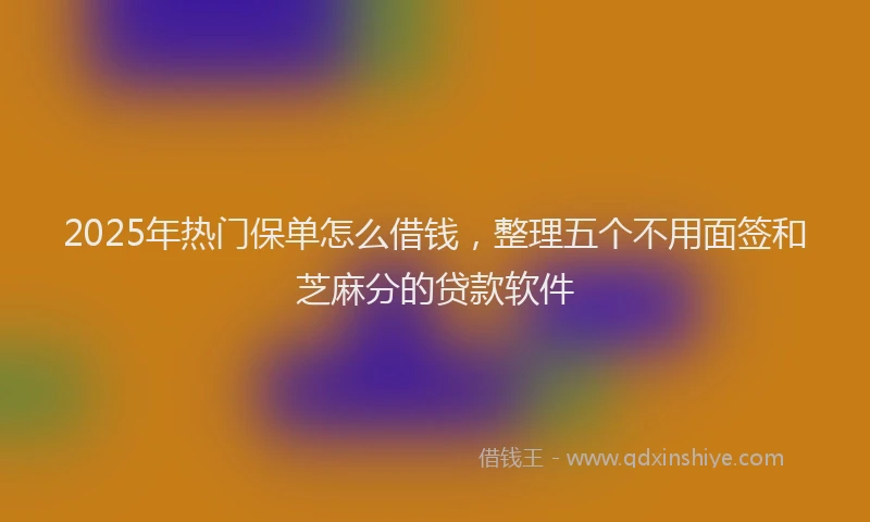 2025年热门保单怎么借钱，整理五个不用面签和芝麻分的贷款软件