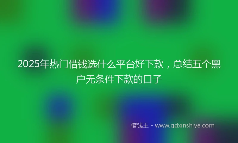 2025年热门借钱选什么平台好下款，总结五个黑户无条件下款的口子