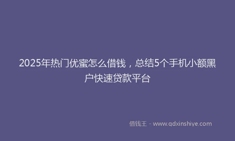 2025年热门优蜜怎么借钱，总结5个手机小额黑户快速贷款平台