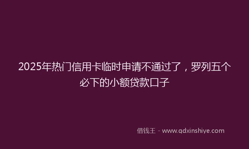 2025年热门信用卡临时申请不通过了，罗列五个必下的小额贷款口子