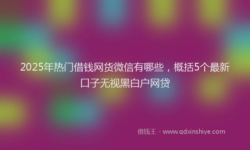 2025年热门借钱网货微信有哪些，概括5个最新口子无视黑白户网贷