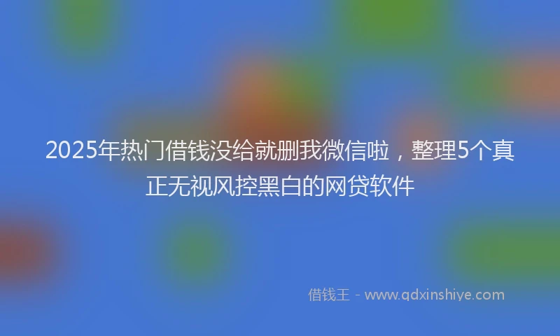 2025年热门借钱没给就删我微信啦，整理5个真正无视风控黑白的网贷软件