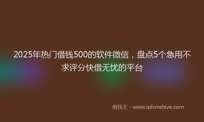 2025年热门借钱500的软件微信，盘点5个急用不求评分快借无忧的平台