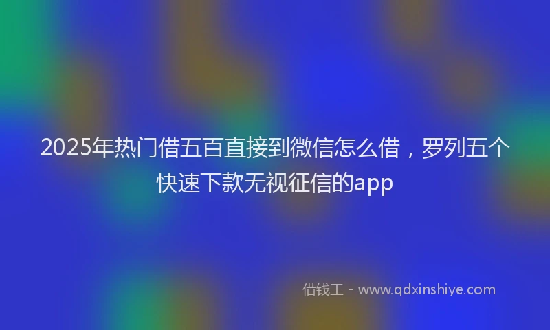 2025年热门借五百直接到微信怎么借，罗列五个快速下款无视征信的app