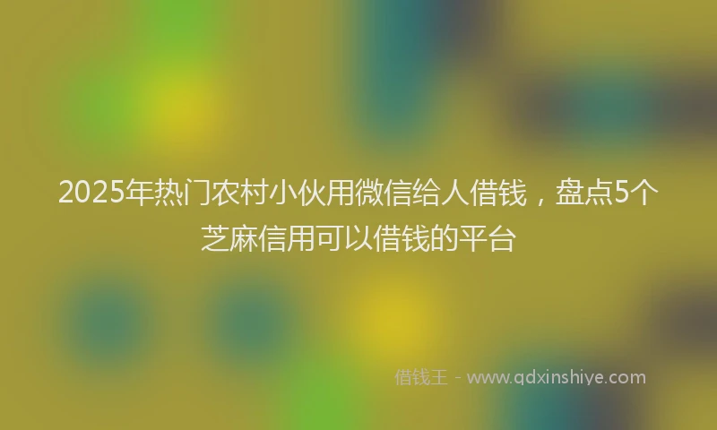 2025年热门农村小伙用微信给人借钱，盘点5个芝麻信用可以借钱的平台