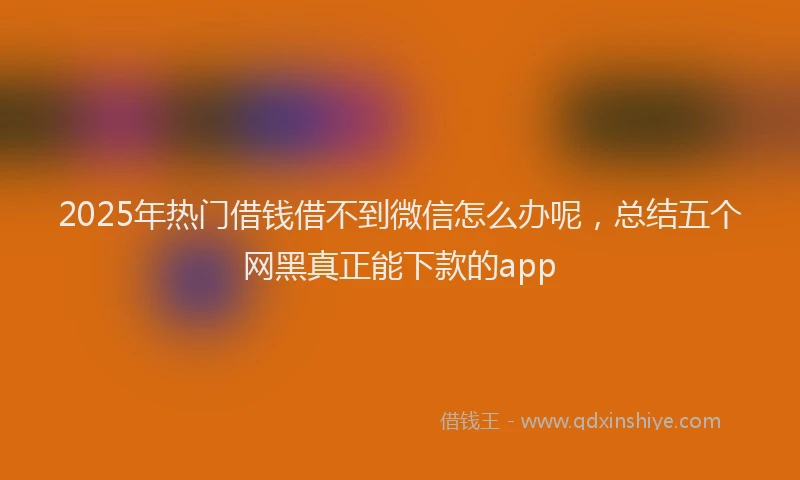 2025年热门借钱借不到微信怎么办呢，总结五个网黑真正能下款的app
