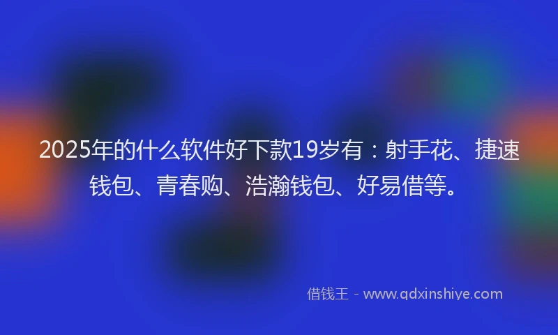 2025年的什么软件好下款19岁有：射手花、捷速钱包、青春购、浩瀚钱包、好易借等。