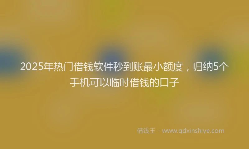 2025年热门借钱软件秒到账最小额度，归纳5个手机可以临时借钱的口子