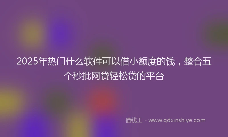 2025年热门什么软件可以借小额度的钱，整合五个秒批网贷轻松贷的平台
