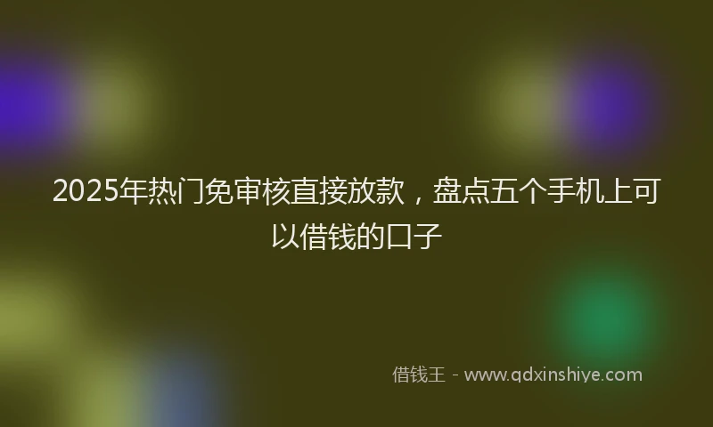 2025年热门免审核直接放款，盘点五个手机上可以借钱的口子