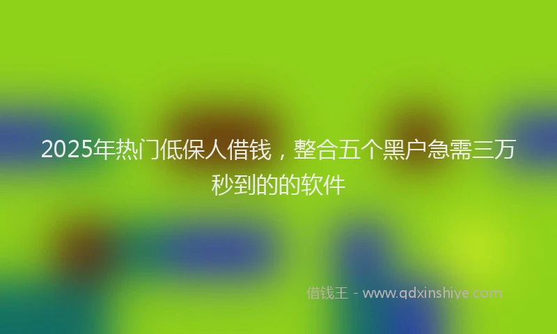 2025年热门低保人借钱，整合五个黑户急需三万秒到的的软件