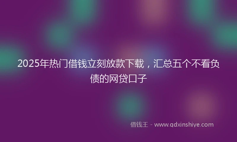 2025年热门借钱立刻放款下载，汇总五个不看负债的网贷口子
