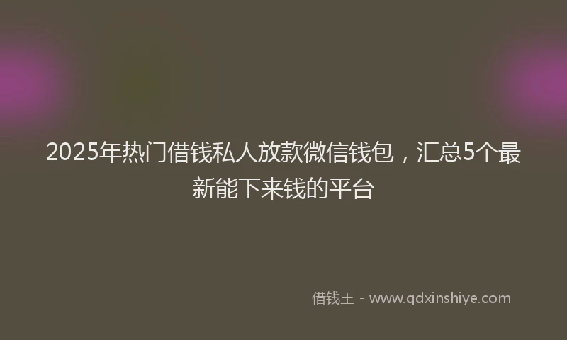 2025年热门借钱私人放款微信钱包，汇总5个最新能下来钱的平台