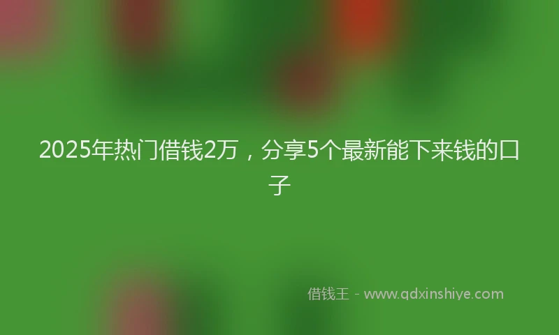 2025年热门借钱2万，分享5个最新能下来钱的口子