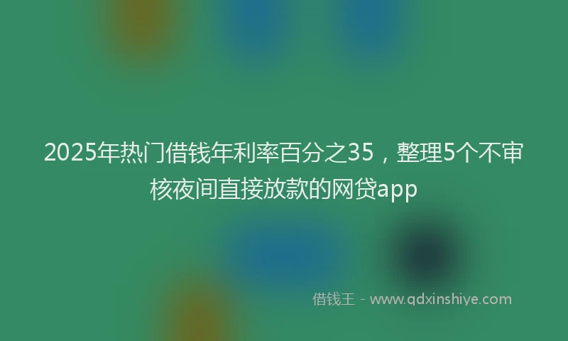 2025年热门借钱年利率百分之35，整理5个不审核夜间直接放款的网贷app