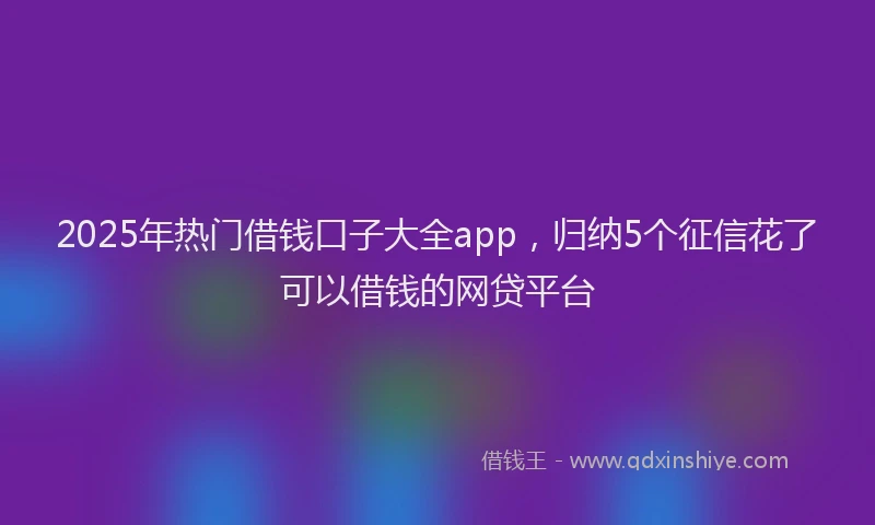 2025年热门借钱口子大全app，归纳5个征信花了可以借钱的网贷平台