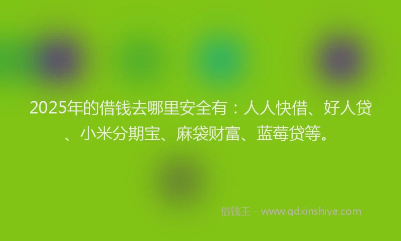 2025年的借钱去哪里安全有：人人快借、好人贷、小米分期宝、麻袋财富、蓝莓贷等。
