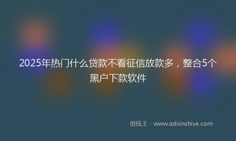 2025年热门什么贷款不看征信放款多，整合5个黑户下款软件