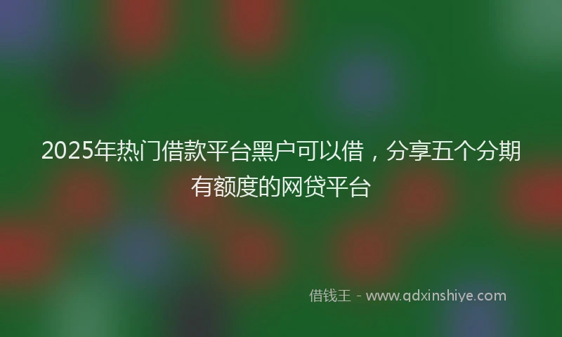 2025年热门借款平台黑户可以借，分享五个分期有额度的网贷平台