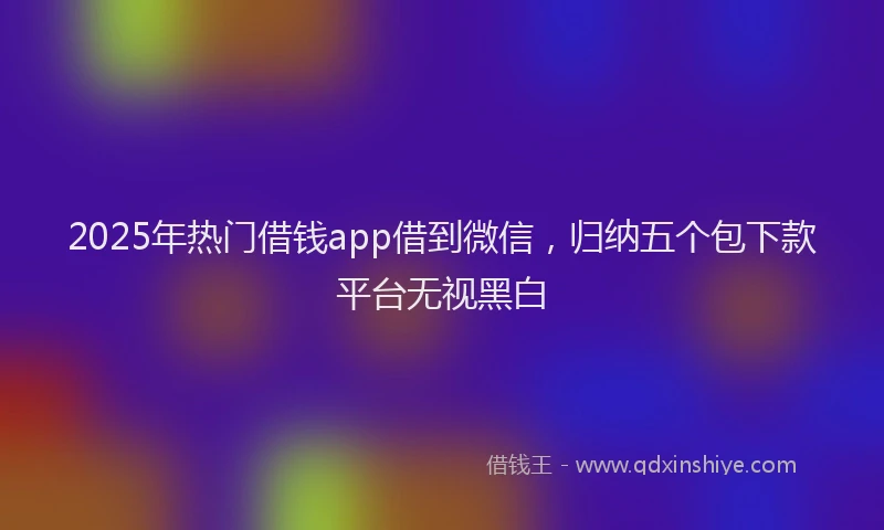 2025年热门借钱app借到微信，归纳五个包下款平台无视黑白