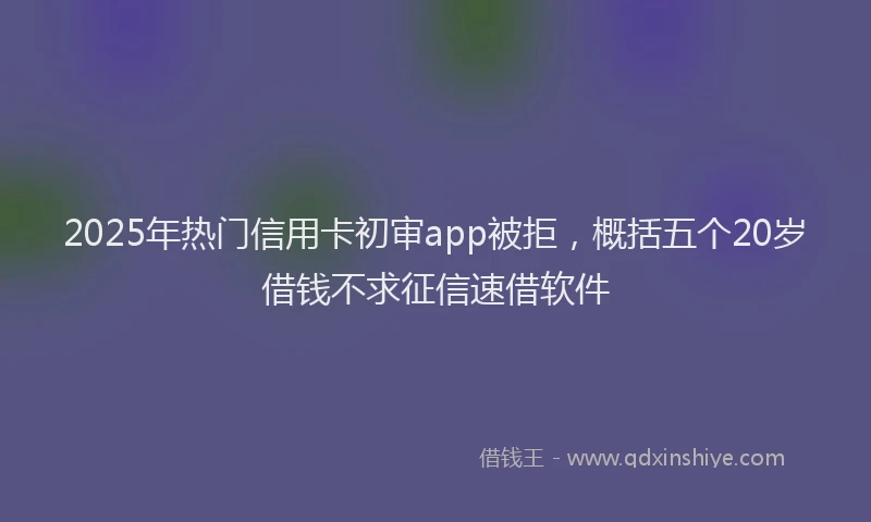 2025年热门信用卡初审app被拒，概括五个20岁借钱不求征信速借软件