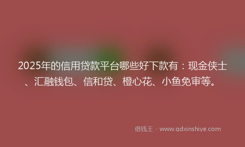 2025年的信用贷款平台哪些好下款有：现金侠士、汇融钱包、信和贷、橙心花、小鱼免审等。