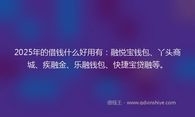 2025年的借钱什么好用有：融悦宝钱包、丫头商城、疾融金、乐融钱包、快捷宝贷融等。