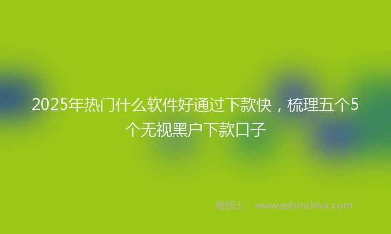 2025年热门什么软件好通过下款快，梳理五个5个无视黑户下款口子