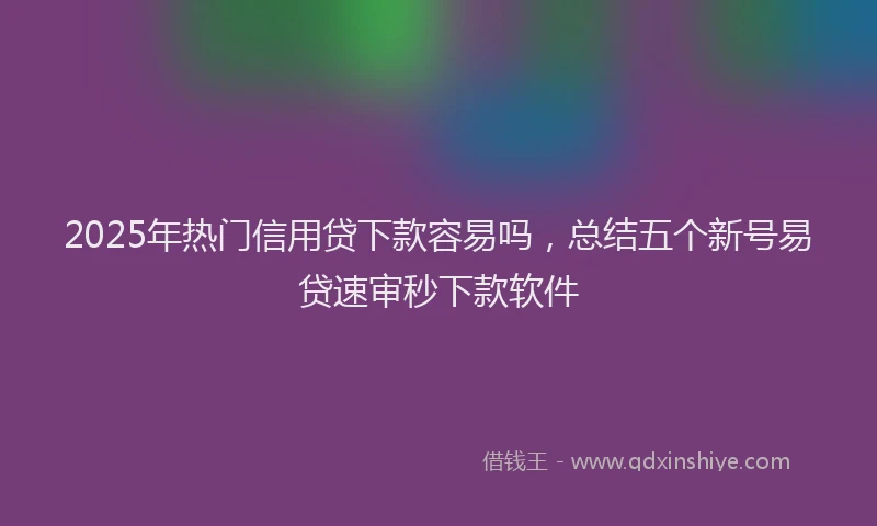 2025年热门信用贷下款容易吗，总结五个新号易贷速审秒下款软件