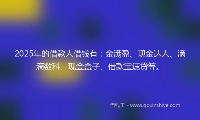 2025年的借款人借钱有：金满盈、现金达人、滴滴数科、现金盒子、借款宝速贷等。