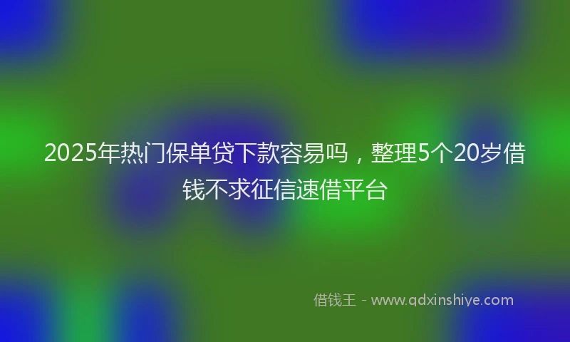 2025年热门保单贷下款容易吗，整理5个20岁借钱不求征信速借平台