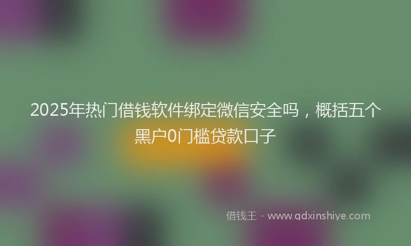 2025年热门借钱软件绑定微信安全吗，概括五个黑户0门槛贷款口子