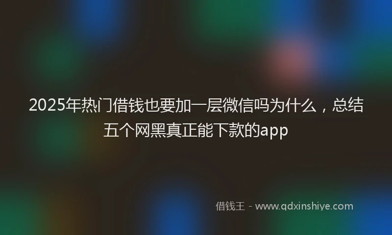 2025年热门借钱也要加一层微信吗为什么，总结五个网黑真正能下款的app