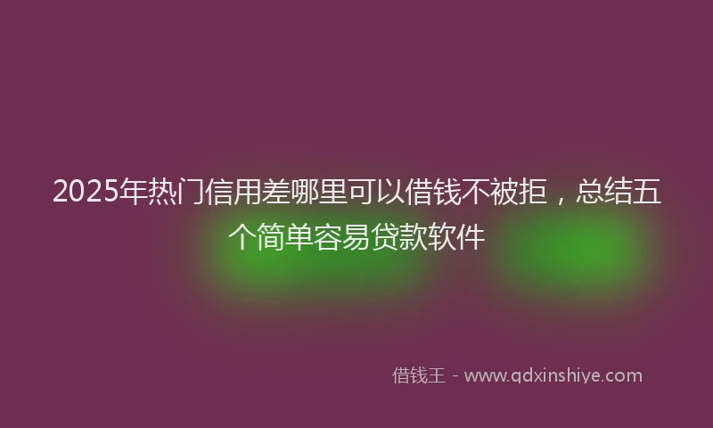 2025年热门信用差哪里可以借钱不被拒，总结五个简单容易贷款软件