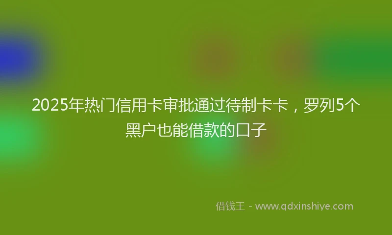 2025年热门信用卡审批通过待制卡卡，罗列5个黑户也能借款的口子