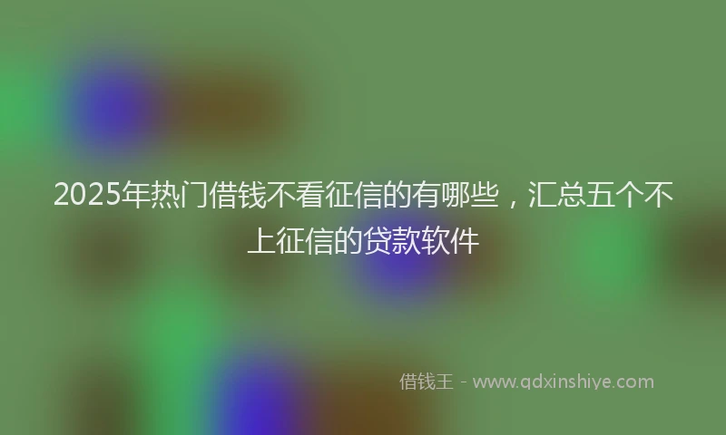 2025年热门借钱不看征信的有哪些，汇总五个不上征信的贷款软件