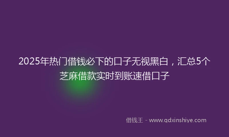 2025年热门借钱必下的口子无视黑白，汇总5个芝麻借款实时到账速借口子