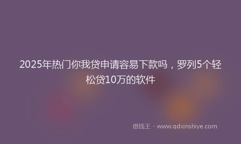 2025年热门你我贷申请容易下款吗，罗列5个轻松贷10万的软件